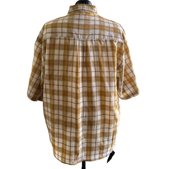 Men's Benzene  Plaid Button-Down Shirt Cotton Yellow & Brown Size XXL Sku 2991 - Picture 4 of 6